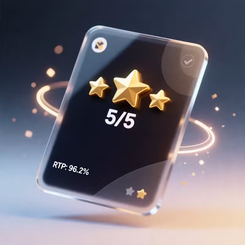 Tarjeta de reseña de tragamonedas con estrellas