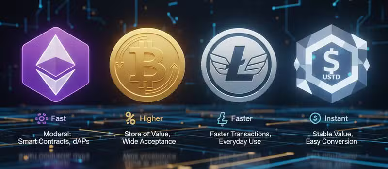 Comparación de Ethereum con otras criptomonedas