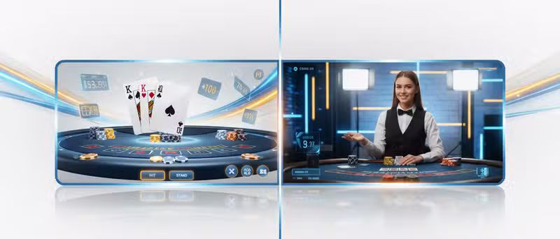 Comparación entre blackjack online y en vivo
