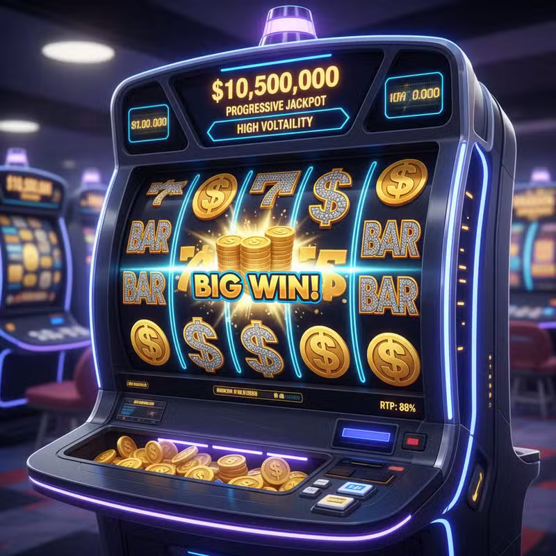 Tragamonedas con jackpot progresivo y alta volatilidad