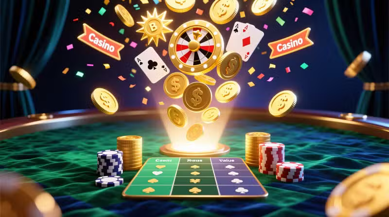 monedas y bonos de casino brillantes